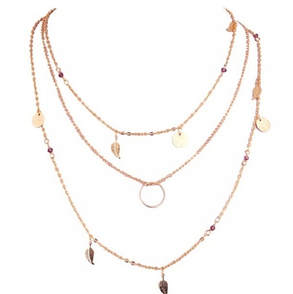 Leaf Coin Multi Layered necklace - Picture 1 of 3